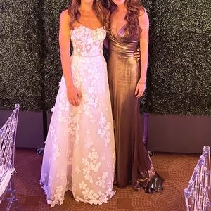 Mac Duggal Bronze Column dress worn once! Bronze/Gold size 0